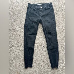 Zara Women’s Black Distressed Jeans with lace
